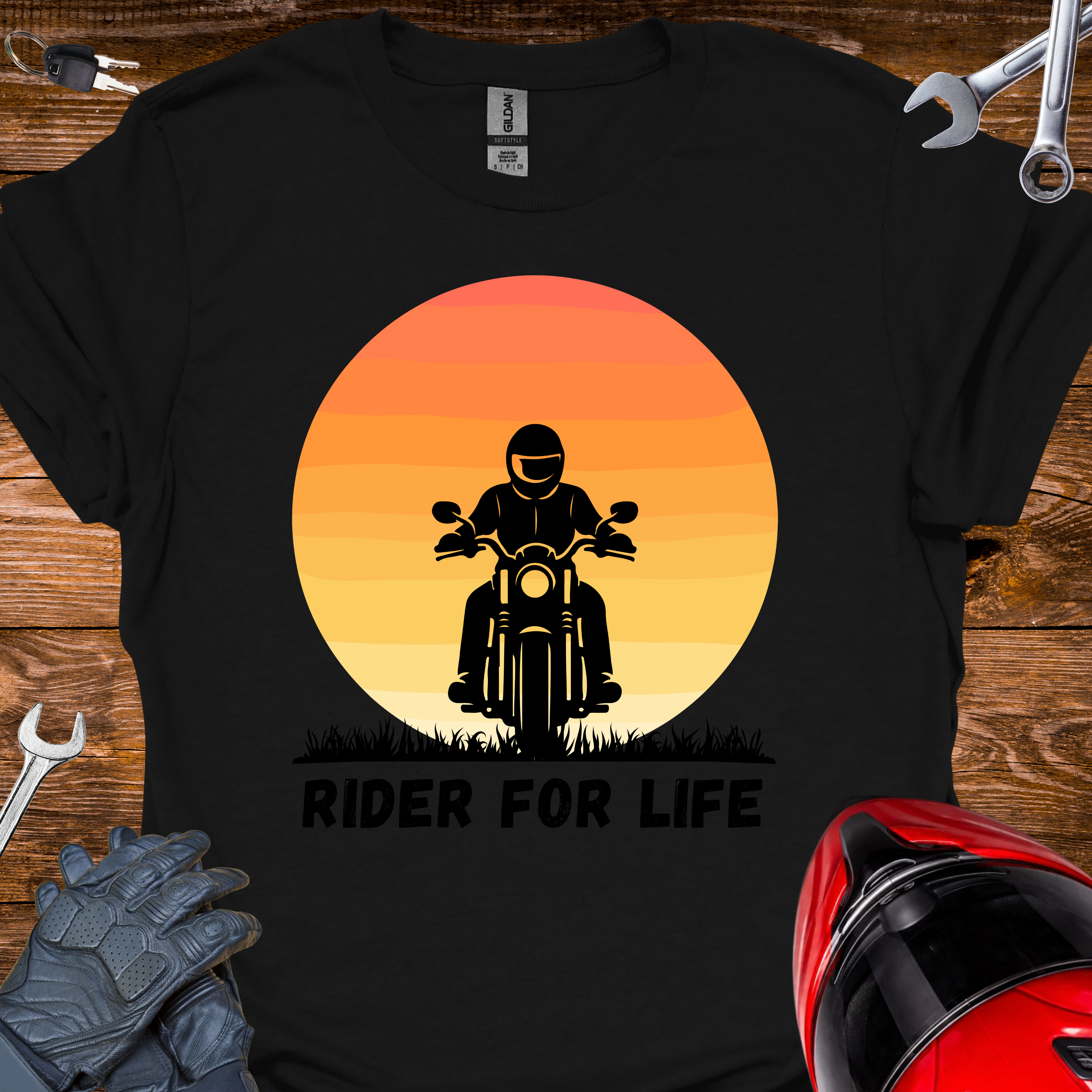 Rider for life - Retro Sunset T-shirt