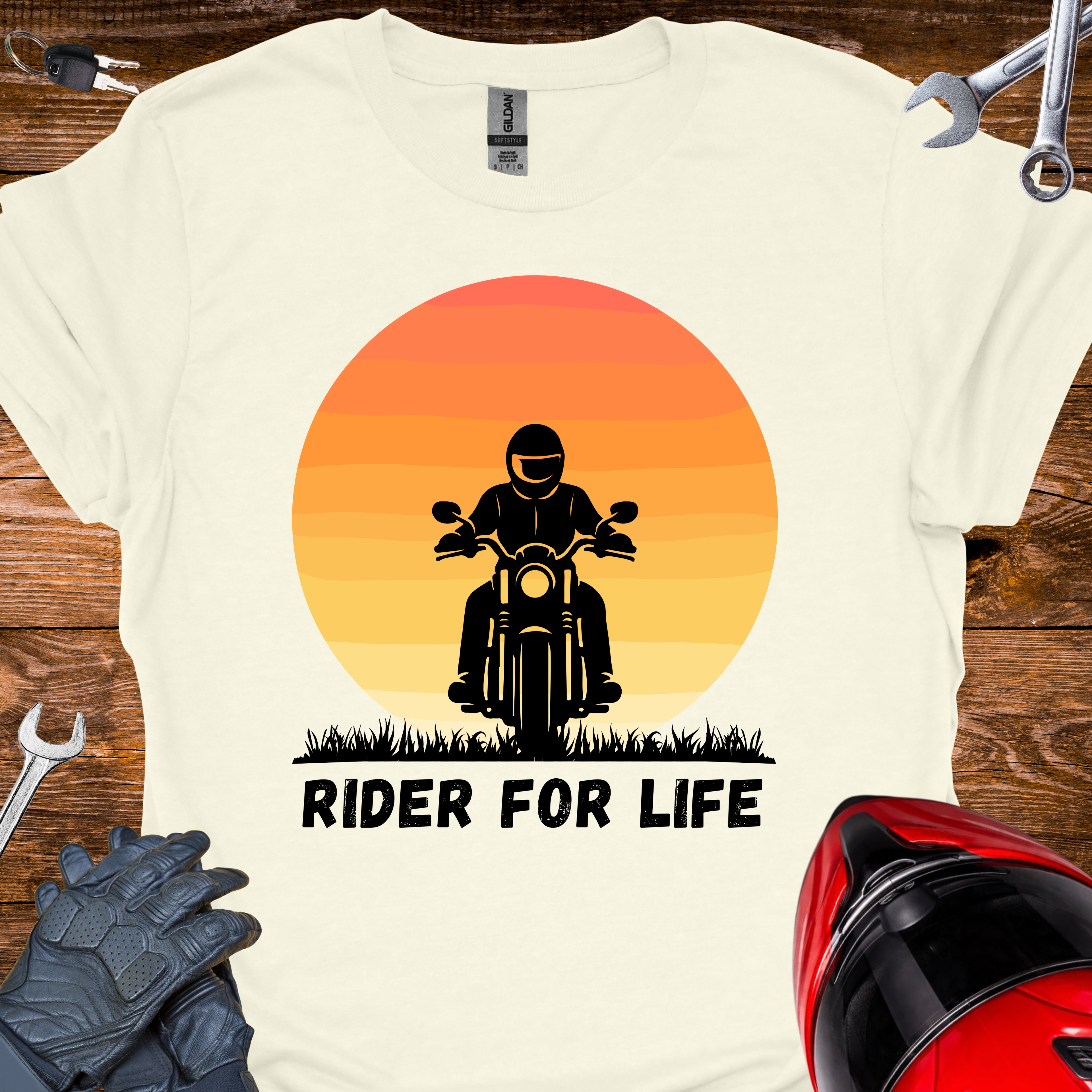 Rider for life - Retro Sunset T-shirt