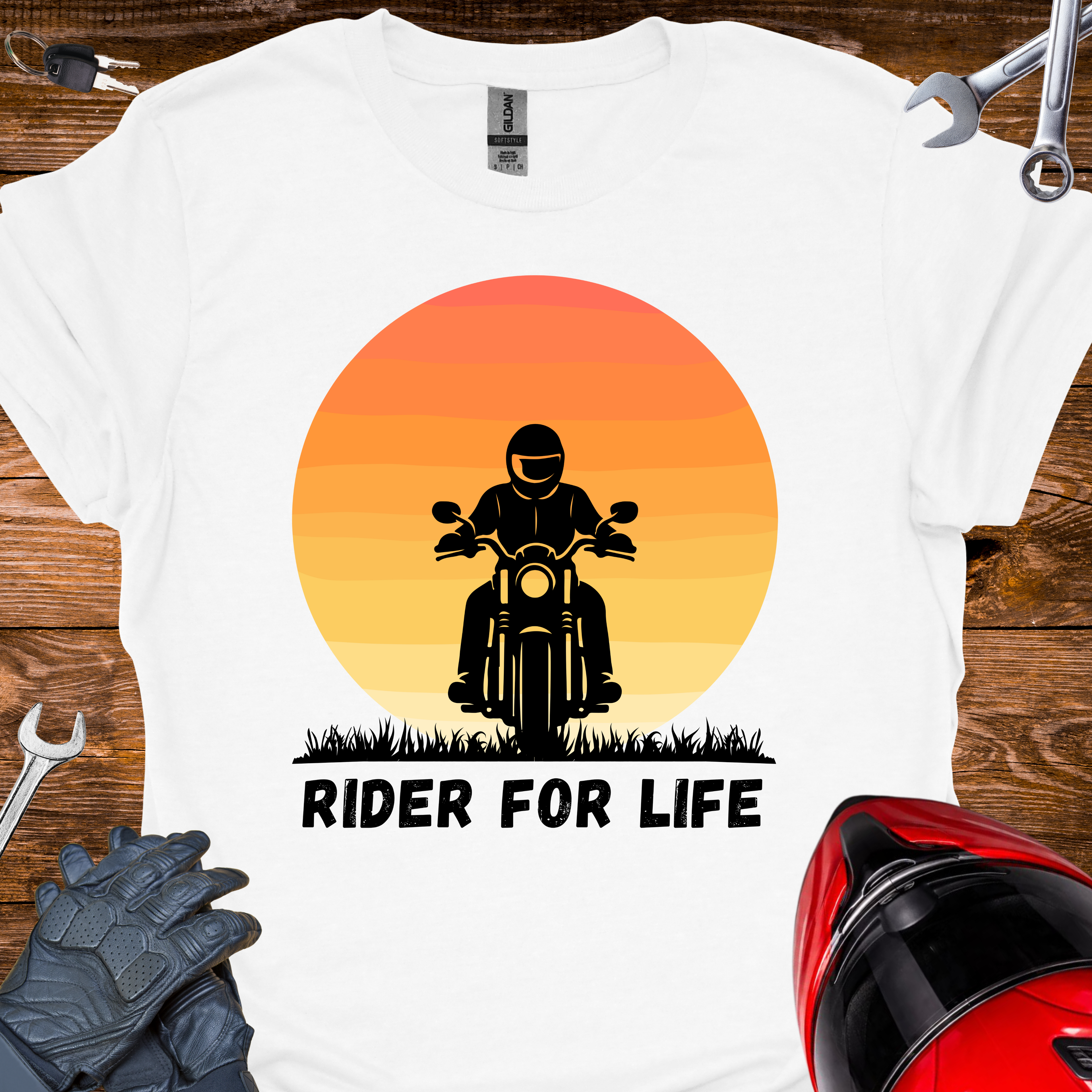 Rider for life - Retro Sunset T-shirt